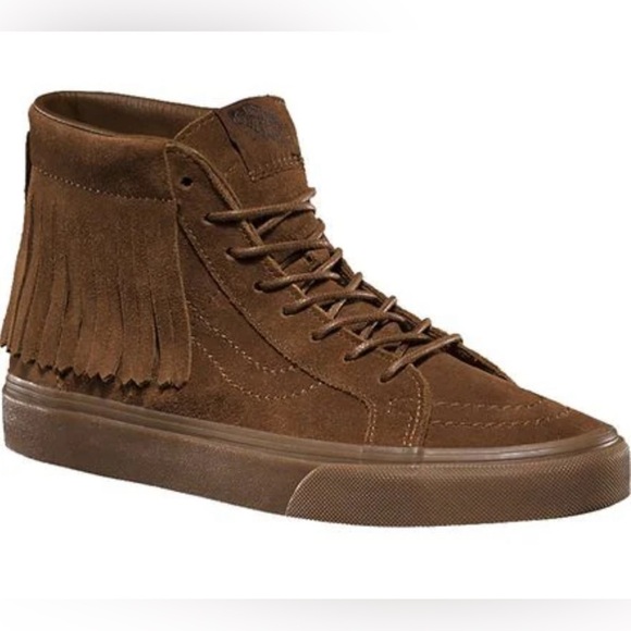 Vans Brown Suede SK8-Hi Moccasin Fringe Sneakers. Size 6.5. - Picture 3 of 11